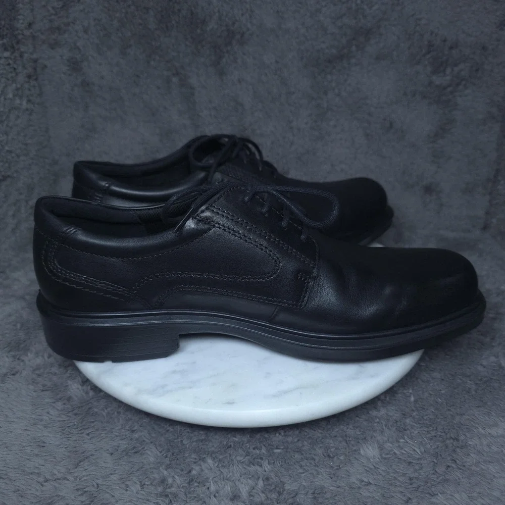 ECCO Shoes Mens 9.5 Black Leather Derby Oxford Dress Comfort Square Toe